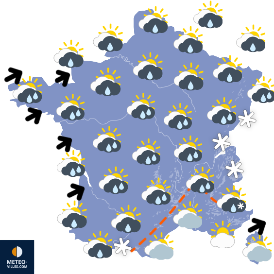 Carte de prévisions du temps du Samedi 31 janvier 2026