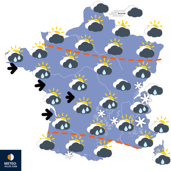 Carte de prévisions du temps du Samedi 31 janvier 2026