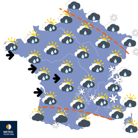 Carte de prévisions du temps du Dimanche 1 février 2026