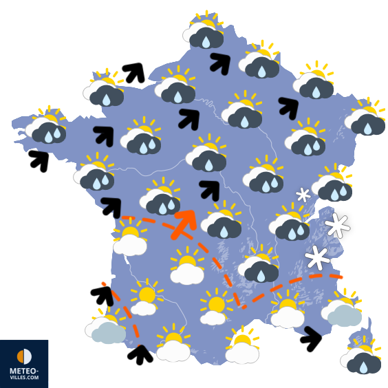 Carte de prévisions du temps du Mardi 3 février 2026