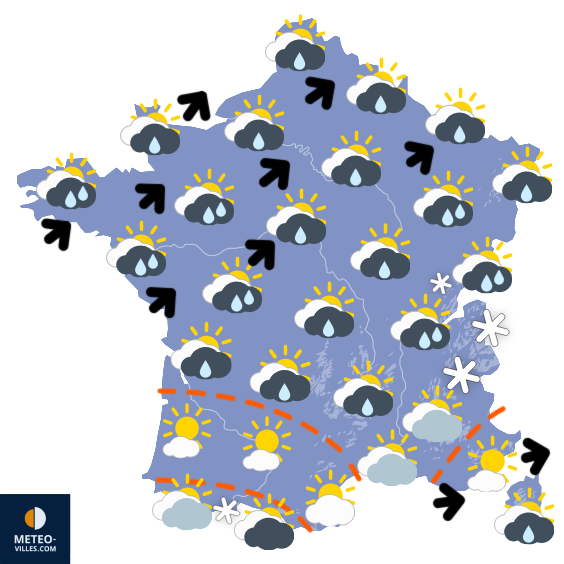 Carte de prévisions du temps du Jeudi 5 février 2026