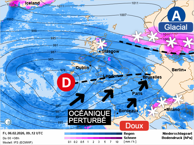 Carte de prévisions d'europe du Friday, February 6, 2026
