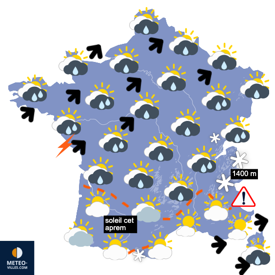 Carte de prévisions du temps du Vendredi 6 février 2026