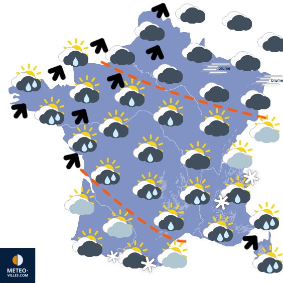 Carte de prévisions du temps du Dimanche 1 février 2026