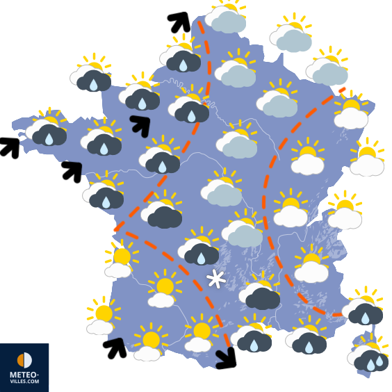Carte de prévisions du temps du Samedi 7 février 2026