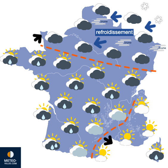 Carte de prévisions du temps du Dimanche 1 février 2026