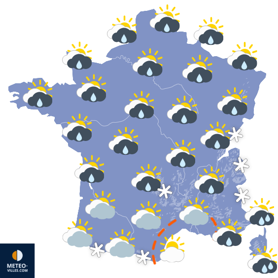 Carte de prévisions du temps du Mardi 3 février 2026