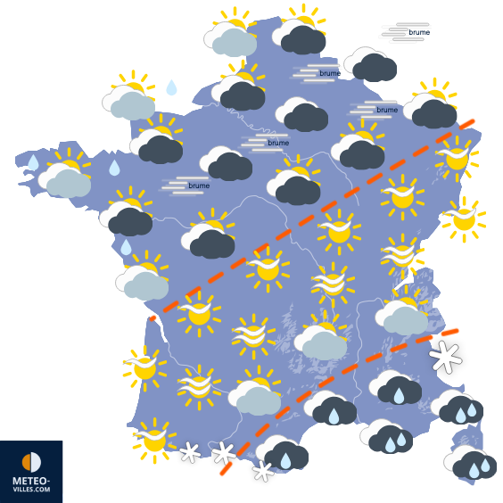 Carte de prévisions du temps du Jeudi 5 février 2026