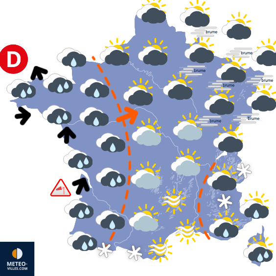 Carte de prévisions du temps du Vendredi 6 février 2026