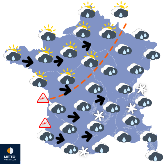 Carte de prévisions du temps du Mercredi 4 février 2026