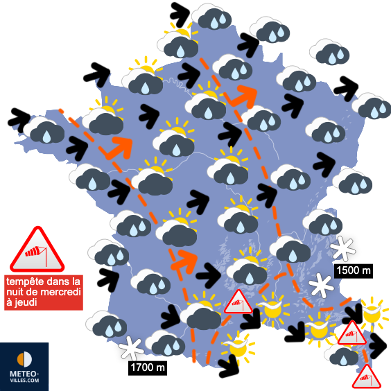 Carte de prévisions du temps du Mardi 10 février 2026