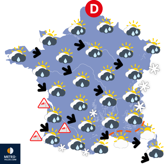 Carte de prévisions du temps du Vendredi 6 février 2026