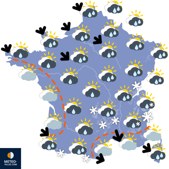 Carte de prévisions du temps du Samedi 7 février 2026