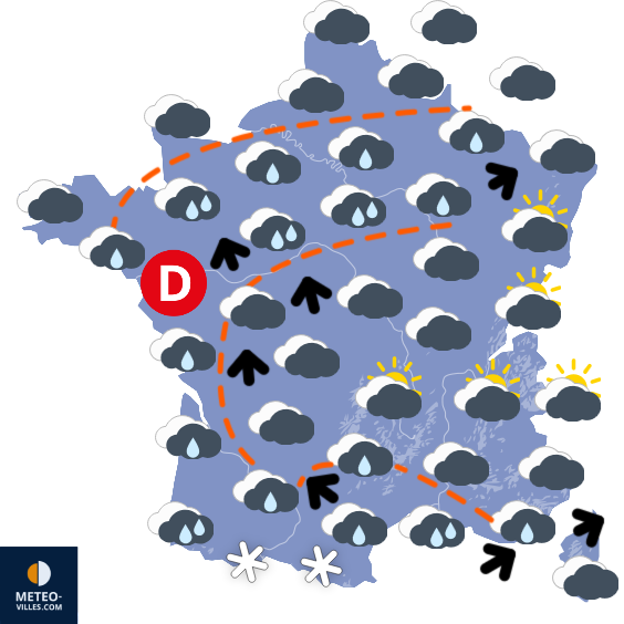 Carte de prévisions du temps du Mardi 10 février 2026