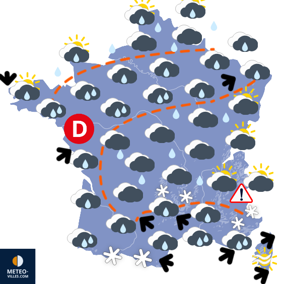 Carte de prévisions du temps du Mercredi 11 février 2026