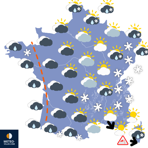 Carte de prévisions du temps du Samedi 7 février 2026