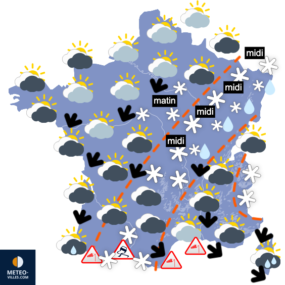 Carte de prévisions du temps du Mardi 10 février 2026