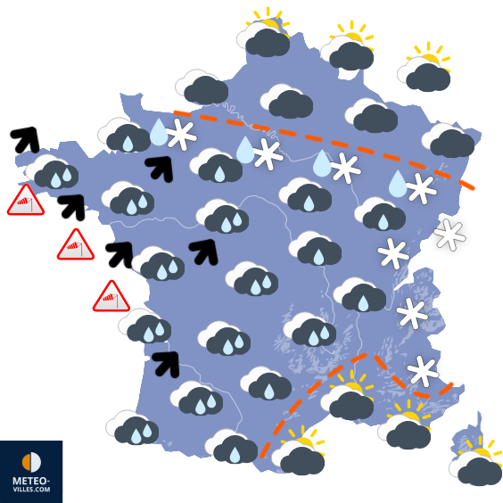 Carte de prévisions du temps du Samedi 7 février 2026