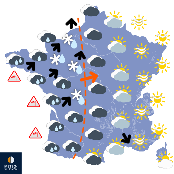 Carte de prévisions du temps du Dimanche 15 février 2026
