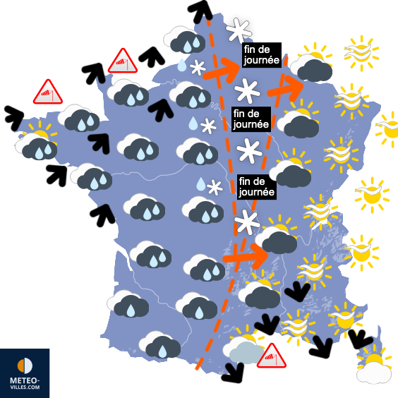 Carte de prévisions du temps du Dimanche 15 février 2026