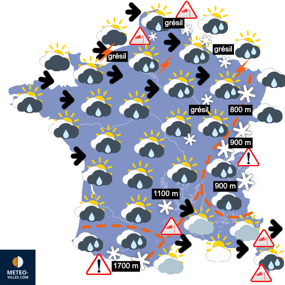 Carte de prévisions du temps du Dimanche 15 février 2026
