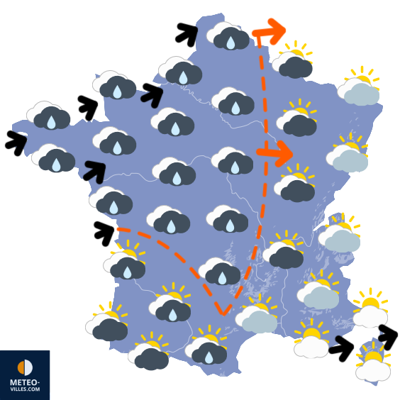 Carte de prévisions du temps du Mercredi 11 février 2026