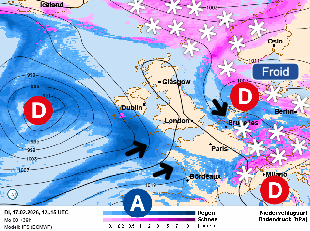 Carte de prévisions d'europe du Mardi 17 février 2026