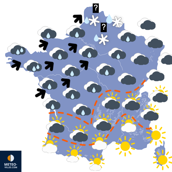 Carte de prévisions du temps du Samedi 14 février 2026