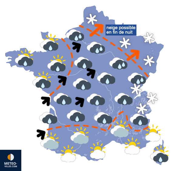 Carte de prévisions du temps du Samedi 14 février 2026