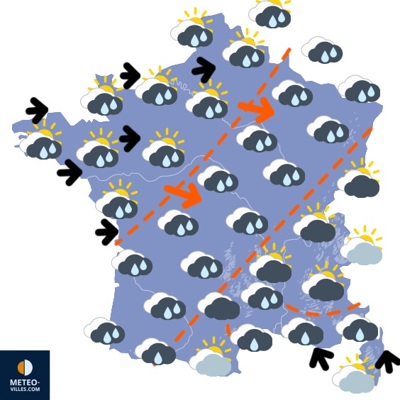 Carte de prévisions du temps du Samedi 14 février 2026