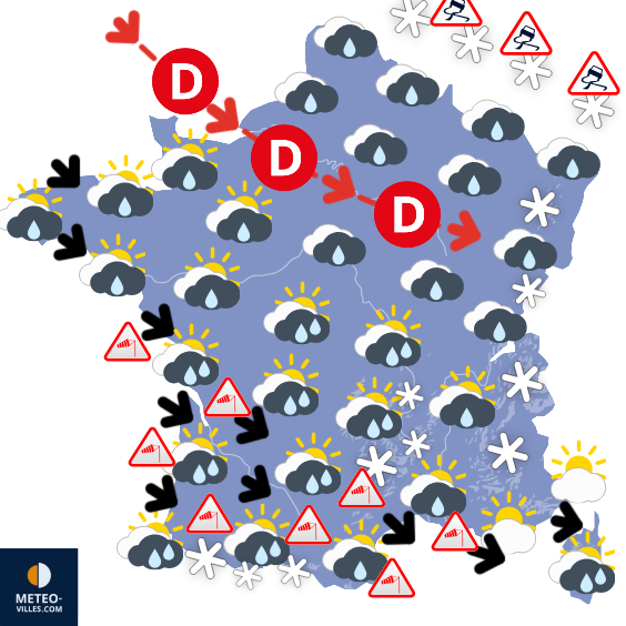 Carte de prévisions du temps du Mardi 17 février 2026