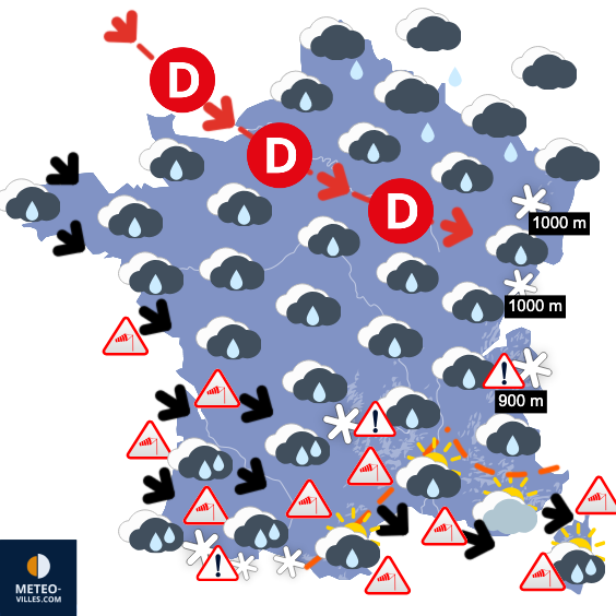 Carte de prévisions du temps du Mercredi 18 février 2026