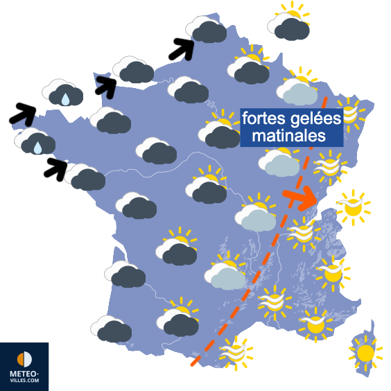 Carte de prévisions du temps du Monday, February 16, 2026