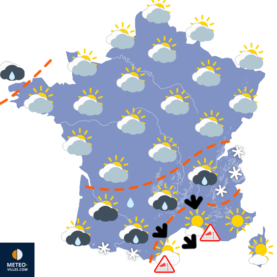 Carte de prévisions du temps du Mardi 17 février 2026