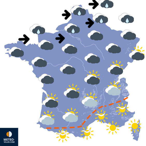 Carte de prévisions du temps du Monday, February 16, 2026