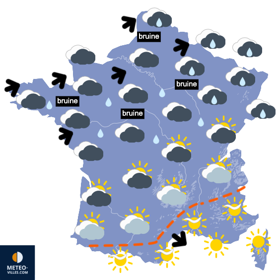 Carte de prévisions du temps du Samedi 21 février 2026