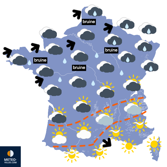 Carte de prévisions du temps du Samedi 21 février 2026
