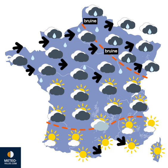 Carte de prévisions du temps du Samedi 21 février 2026