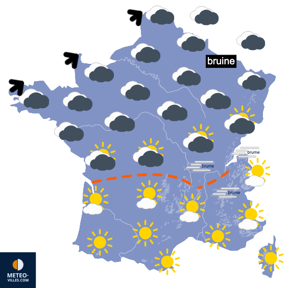 Carte de prévisions du temps du Dimanche 22 février 2026