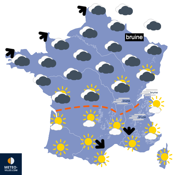Carte de prévisions du temps du Dimanche 22 février 2026