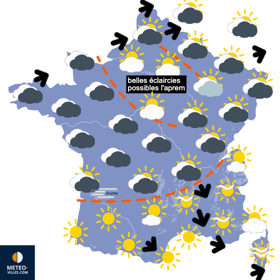 Carte de prévisions du temps du Dimanche 22 février 2026