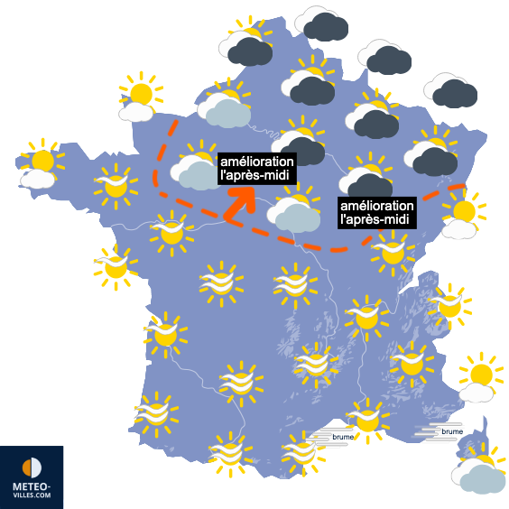 Carte de prévisions du temps du Mardi 24 février 2026