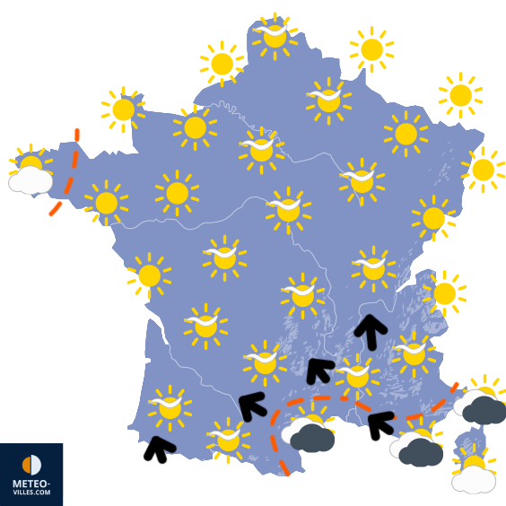 Carte de prévisions du temps du Lundi 23 février 2026