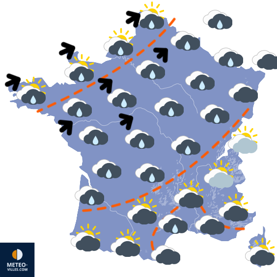 Carte de prévisions du temps du Samedi 21 février 2026