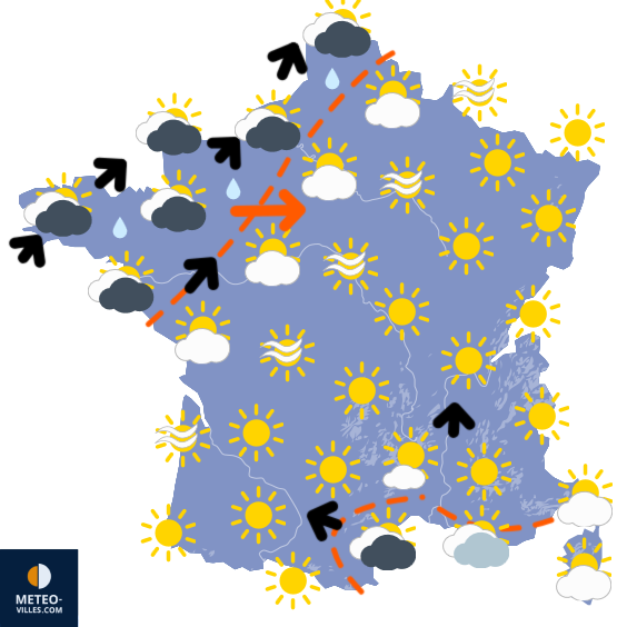 Carte de prévisions du temps du Mardi 24 février 2026
