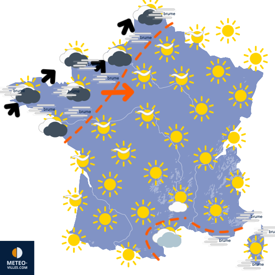 Carte de prévisions du temps du Mercredi 25 février 2026
