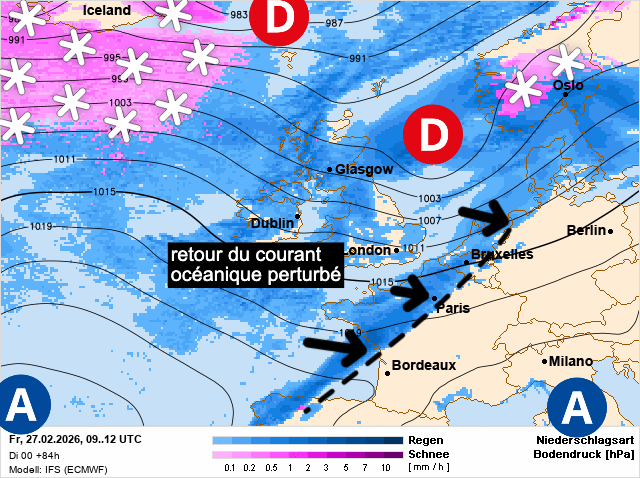 Carte de prévisions d'europe du Vendredi 27 février 2026