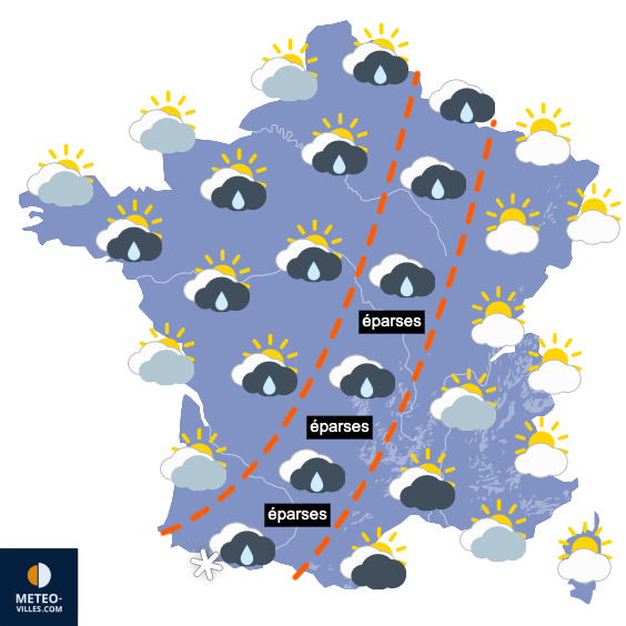 Carte de prévisions du temps du Samedi 28 février 2026