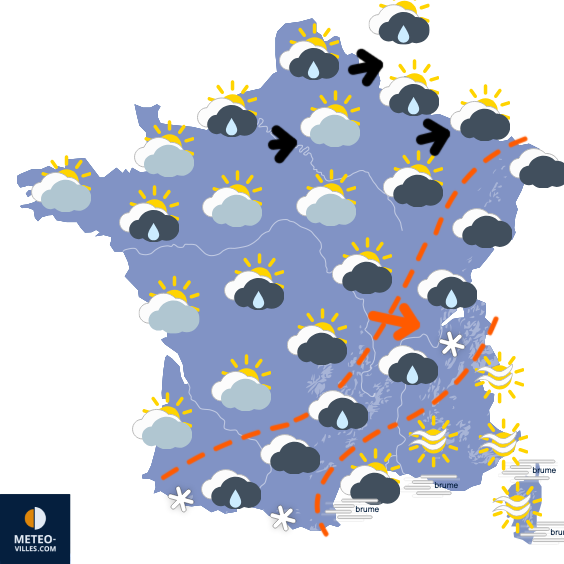 Carte de prévisions du temps du Vendredi 27 février 2026