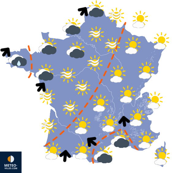 Carte de prévisions du temps du Mardi 24 février 2026